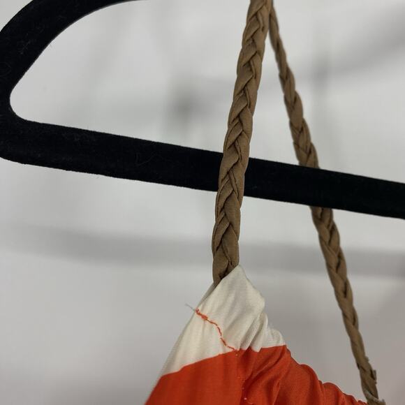 Nell Couture Silk Maxi Dress Size 4 Braided Spaghetti Strap Orange Striped - Picture 13 of 14